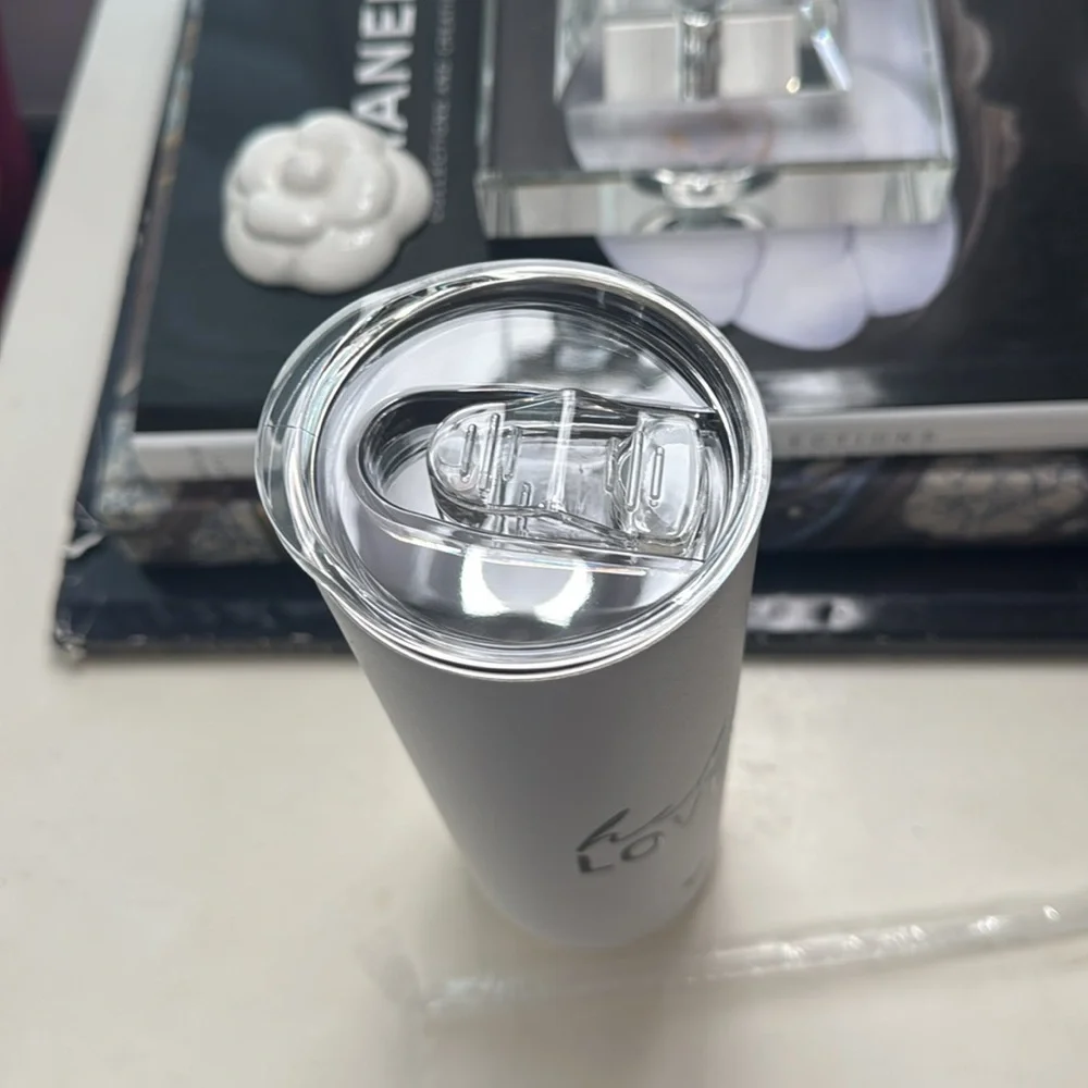 Stainless Steel Tumbler 20‎ oz White with Black Text